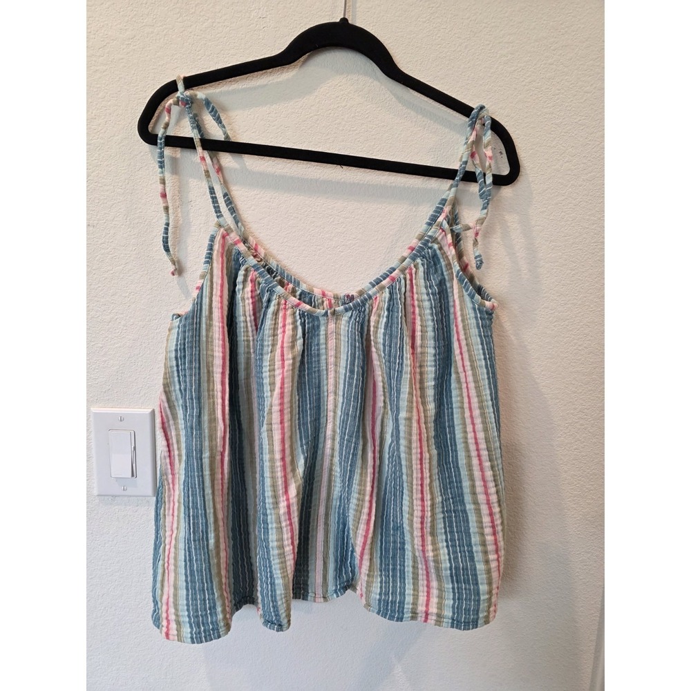 Old Navy Striped Tie-Shoulder Tank in Blue, Pink, Cream